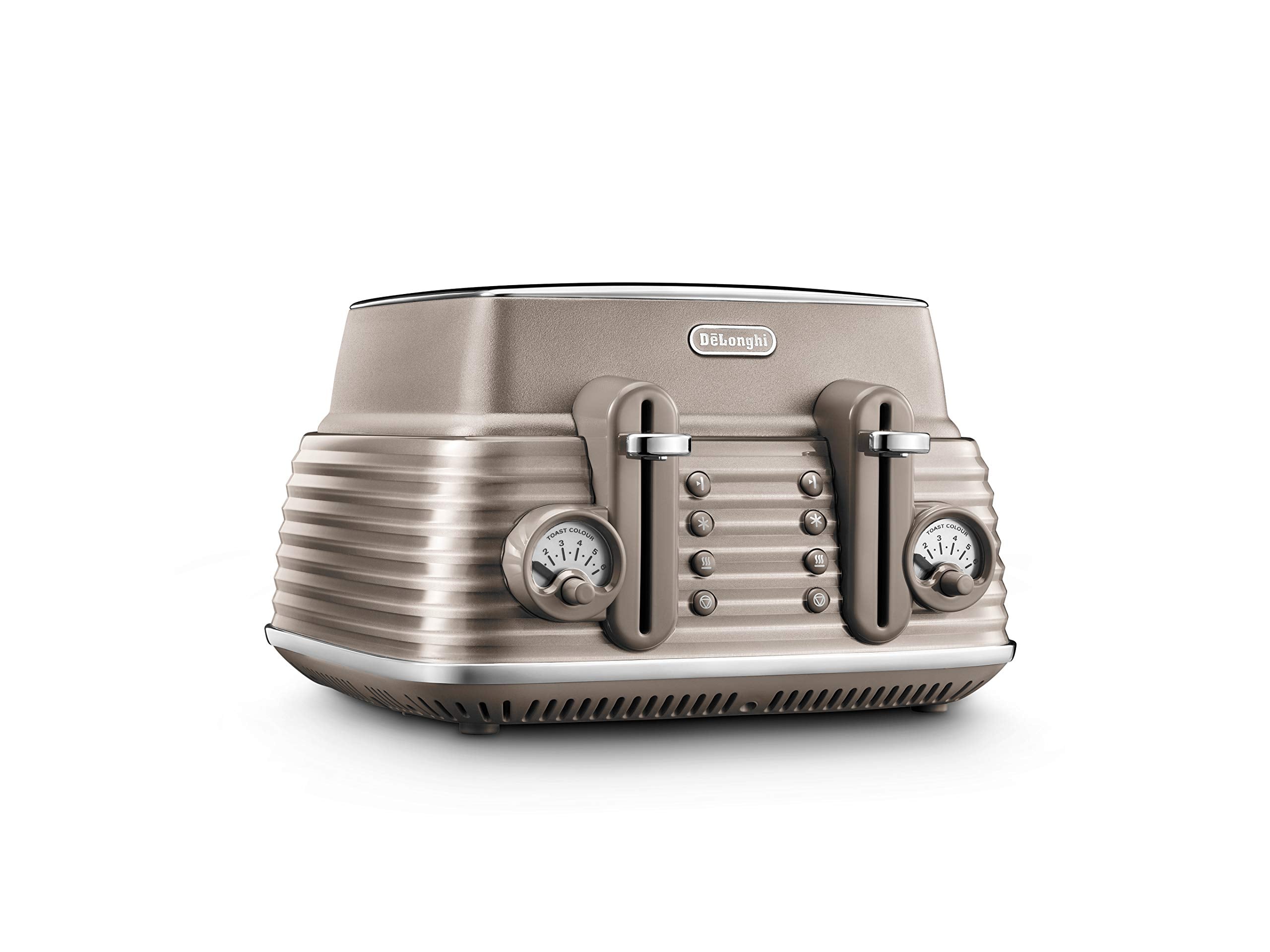 De'Longhi Scolpito 4 Slot Toaster, Reheat, Defrost, One-Side Bagel & 6 Browning Settings, Stainless Steel (without cartoon) محمصة خبز سكولبيتو من ديلونجي، من الستانلس ستيل وبـ 4 فتحات للتحميص واعادة التسخين De'Longhi Scolpito 4 Slot Toaster, Reheat, Defrost, One-Side Bagel & 6 Browning Settings, Stainless Steel (without cartoon) محمصة خبز سكولبيتو من ديلونجي، من الستانلس ستيل وبـ 4 فتحات للتحميص واعادة التسخين